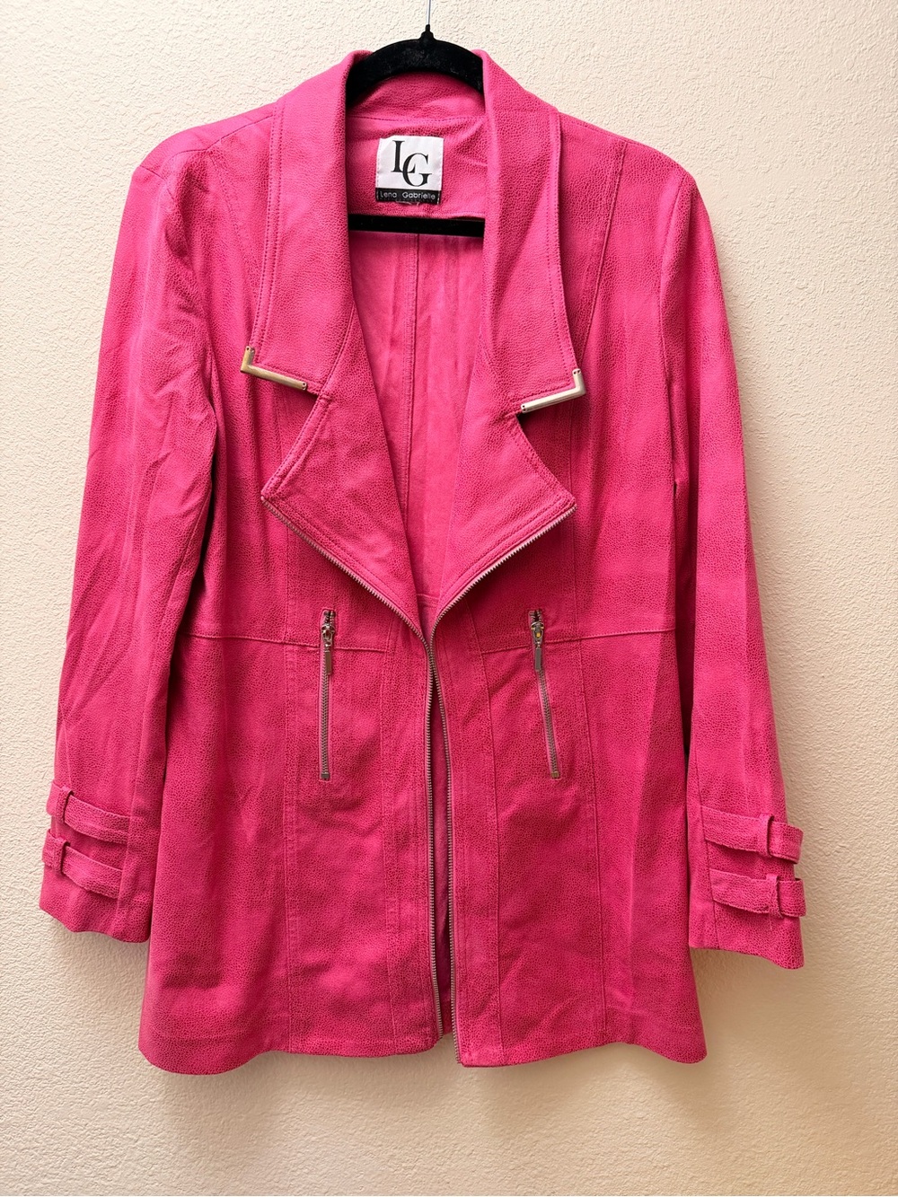 LG Bright Pink Suede Trench Coat